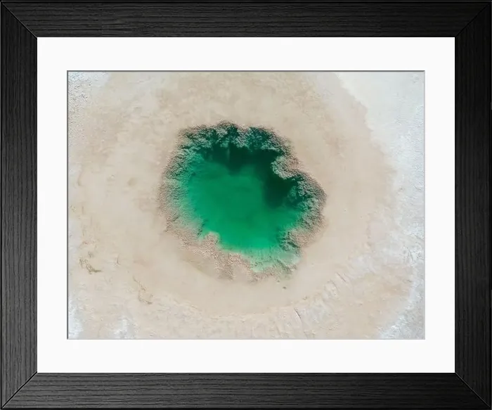 Framed Print : Aerial view of the famous tourist attraction Ojos del Mar near Tolar Grande in the Argentinian highlands called Puna in Framed Print : Aerial view of the famous tourist attraction Ojos del Mar near Tolar Grande in the Argentinian highlands called Puna in