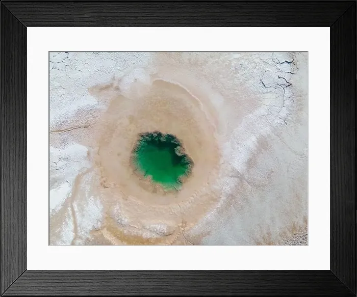 Framed Print : Aerial view of the famous tourist attraction Ojos del Mar near Tolar Grande in the Argentinian highlands called Puna in Framed Print : Aerial view of the famous tourist attraction Ojos del Mar near Tolar Grande in the Argentinian highlands called Puna in