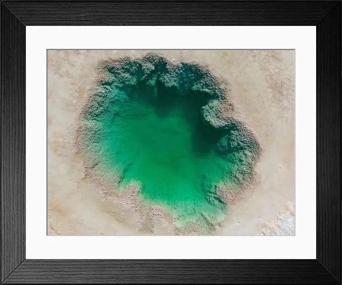 Framed Print : Aerial view of the famous tourist attraction Ojos del Mar near Tolar Grande in the Argentinian highlands called Puna in Framed Print : Aerial view of the famous tourist attraction Ojos del Mar near Tolar Grande in the Argentinian highlands called Puna in