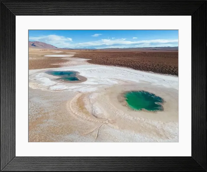 Framed Print : Aerial view of the famous tourist attraction Ojos del Mar near Tolar Grande in the Argentinian highlands called Puna in Framed Print : Aerial view of the famous tourist attraction Ojos del Mar near Tolar Grande in the Argentinian highlands called Puna in
