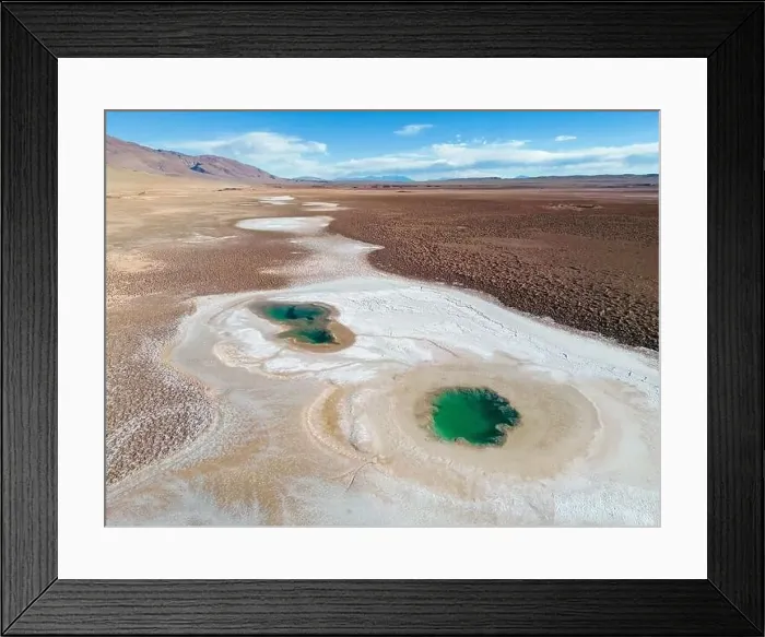Framed Print : Aerial view of the famous tourist attraction Ojos del Mar near Tolar Grande in the Argentinian highlands called Puna in Framed Print : Aerial view of the famous tourist attraction Ojos del Mar near Tolar Grande in the Argentinian highlands called Puna in