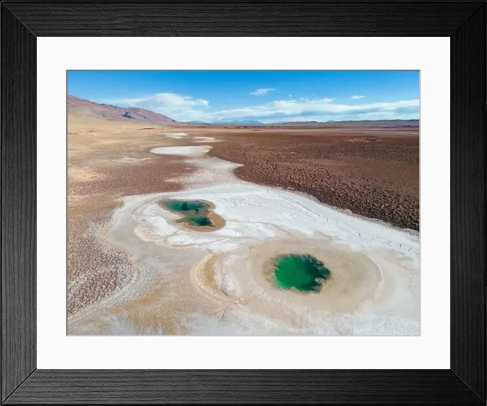 Framed Print : Aerial view of the famous tourist attraction Ojos del Mar near Tolar Grande in the Argentinian highlands called Puna in Framed Print : Aerial view of the famous tourist attraction Ojos del Mar near Tolar Grande in the Argentinian highlands called Puna in