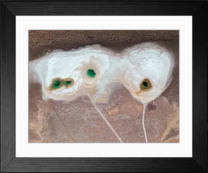 Framed Print : Aerial view of the famous tourist attraction Ojos del Mar near Tolar Grande in the Argentinian highlands called Puna in Framed Print : Aerial view of the famous tourist attraction Ojos del Mar near Tolar Grande in the Argentinian highlands called Puna in