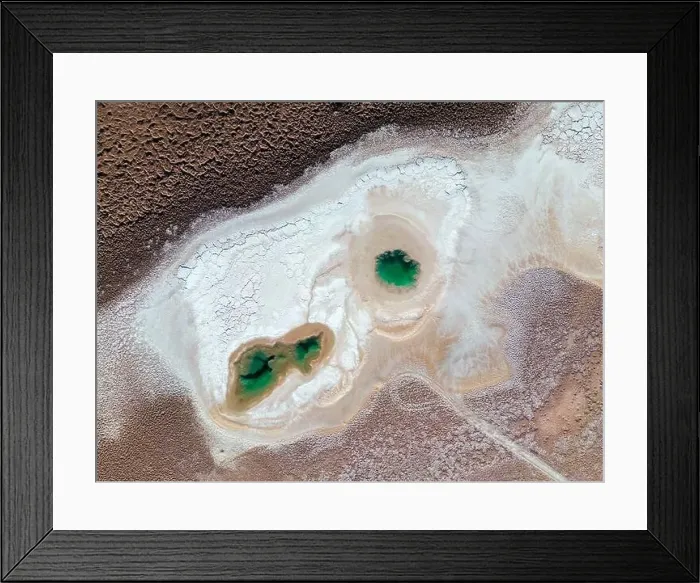 Framed Print : Aerial view of the famous tourist attraction Ojos del Mar near Tolar Grande in the Argentinian highlands called Puna in Framed Print : Aerial view of the famous tourist attraction Ojos del Mar near Tolar Grande in the Argentinian highlands called Puna in