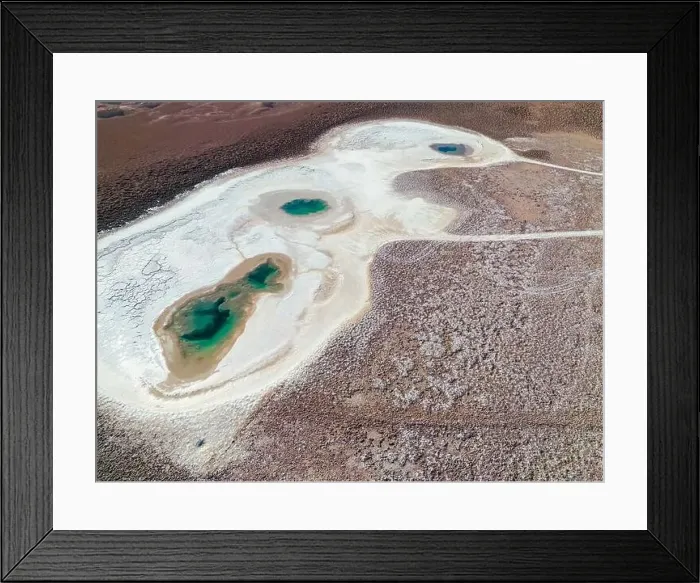 Framed Print : Aerial view of the famous tourist attraction Ojos del Mar near Tolar Grande in the Argentinian highlands called Puna in Framed Print : Aerial view of the famous tourist attraction Ojos del Mar near Tolar Grande in the Argentinian highlands called Puna in
