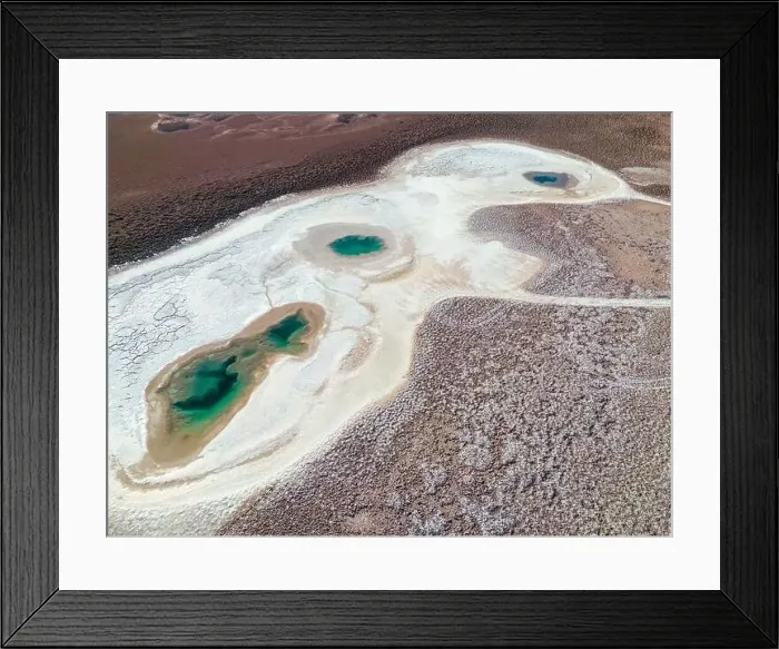 Framed Print : Aerial view of the famous tourist attraction Ojos del Mar near Tolar Grande in the Argentinian highlands called Puna in