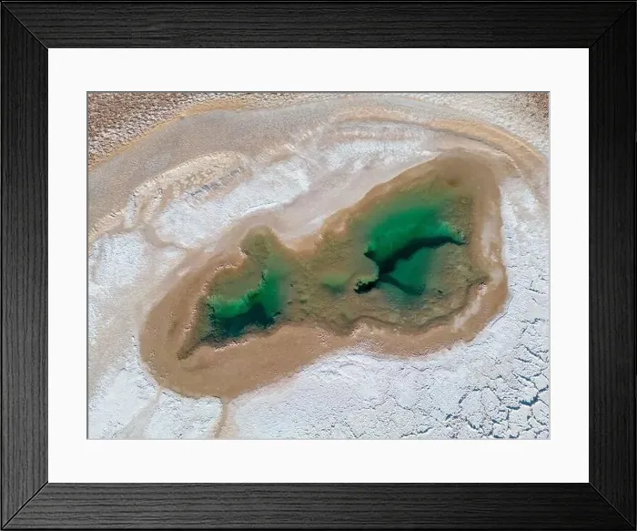 Framed Print : Aerial view of the famous tourist attraction Ojos del Mar near Tolar Grande in the Argentinian highlands called Puna in Framed Print : Aerial view of the famous tourist attraction Ojos del Mar near Tolar Grande in the Argentinian highlands called Puna in