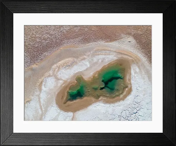 Framed Print : Aerial view of the famous tourist attraction Ojos del Mar near Tolar Grande in the Argentinian highlands called Puna in Framed Print : Aerial view of the famous tourist attraction Ojos del Mar near Tolar Grande in the Argentinian highlands called Puna in