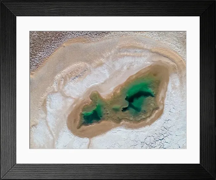 Framed Print : Aerial view of the famous tourist attraction Ojos del Mar near Tolar Grande in the Argentinian highlands called Puna in