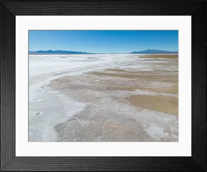 Framed Print : Aerial view of the huge salt flats Salinas Grandes de Jujuy in northern Argentina while traveling South America