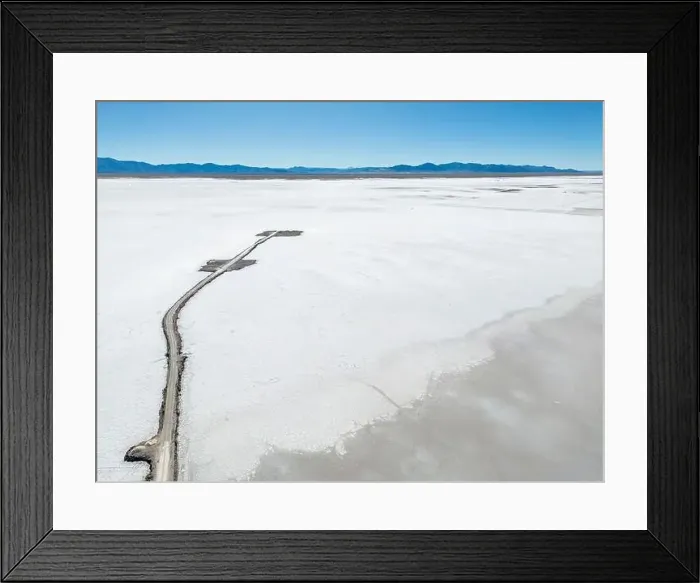 Framed Print : Aerial view of the huge salt flats Salinas Grandes de Jujuy in northern Argentina while traveling South America