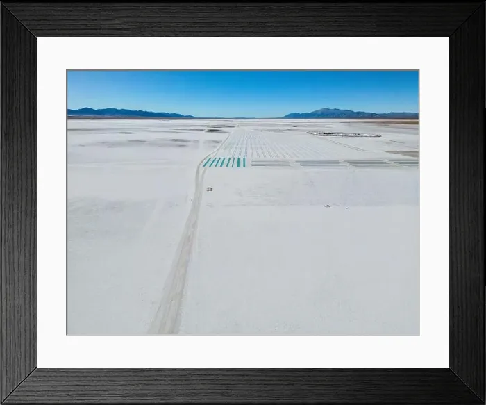 Framed Print : Aerial view of the salt basins in the salt crust of the huge salt flats Salinas Grandes de Jujuy in northern Argentina