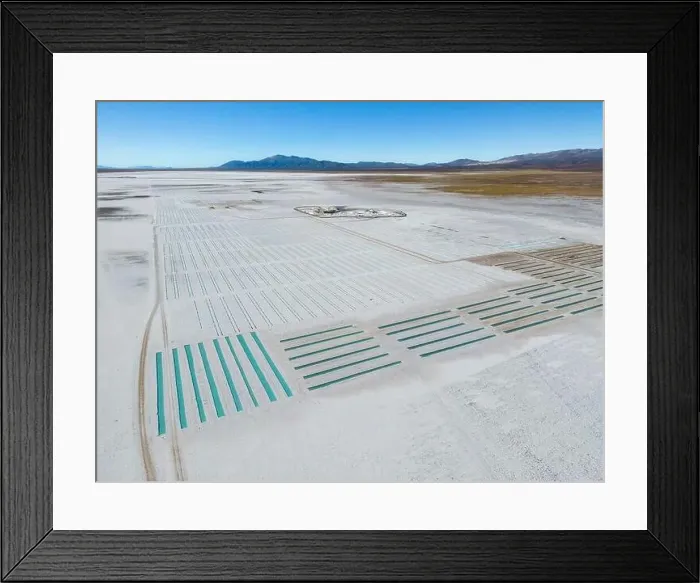 Framed Print : Aerial view of the salt basins in the salt crust of the huge salt flats Salinas Grandes de Jujuy in northern Argentina Framed Print : Aerial view of the salt basins in the salt crust of the huge salt flats Salinas Grandes de Jujuy in northern Argentina