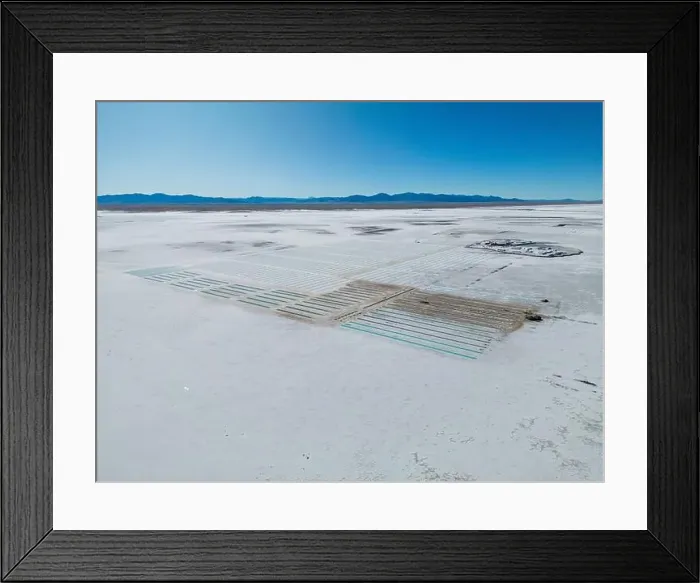 Framed Print : Aerial view of the salt basins in the salt crust of the huge salt flats Salinas Grandes de Jujuy in northern Argentina