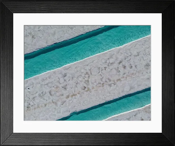 Framed Print : Aerial view of the salt basins in the salt crust of the huge salt flats Salinas Grandes de Jujuy in northern Argentina Framed Print : Aerial view of the salt basins in the salt crust of the huge salt flats Salinas Grandes de Jujuy in northern Argentina