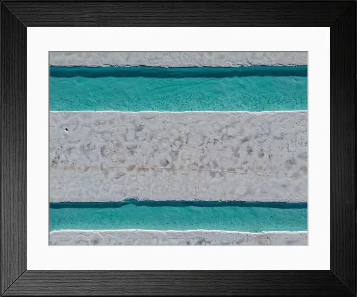 Framed Print : Aerial view of the salt basins in the salt crust of the huge salt flats Salinas Grandes de Jujuy in northern Argentina Framed Print : Aerial view of the salt basins in the salt crust of the huge salt flats Salinas Grandes de Jujuy in northern Argentina