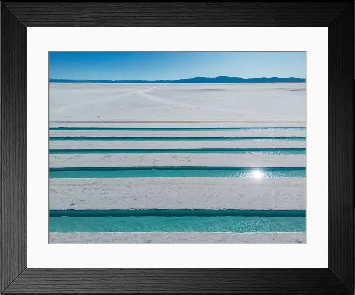 Framed Print : Aerial view of the salt basins in the salt crust of the huge salt flats Salinas Grandes de Jujuy in northern Argentina Framed Print : Aerial view of the salt basins in the salt crust of the huge salt flats Salinas Grandes de Jujuy in northern Argentina