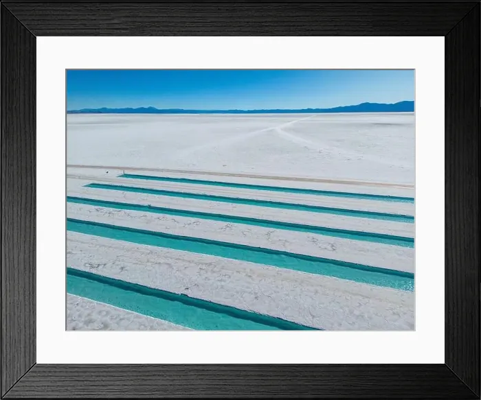 Framed Print : Aerial view of the salt basins in the salt crust of the huge salt flats Salinas Grandes de Jujuy in northern Argentina Framed Print : Aerial view of the salt basins in the salt crust of the huge salt flats Salinas Grandes de Jujuy in northern Argentina