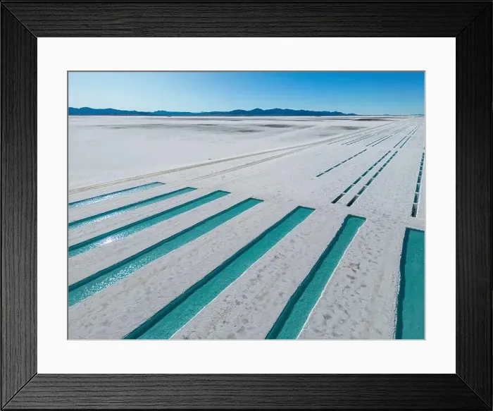 Framed Print : Aerial view of the salt basins in the salt crust of the huge salt flats Salinas Grandes de Jujuy in northern Argentina Framed Print : Aerial view of the salt basins in the salt crust of the huge salt flats Salinas Grandes de Jujuy in northern Argentina