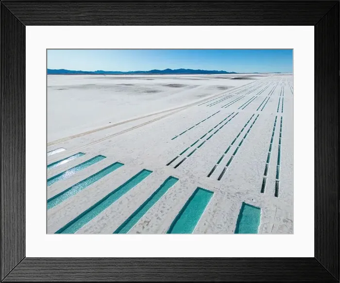 Framed Print : Aerial view of the salt basins in the salt crust of the huge salt flats Salinas Grandes de Jujuy in northern Argentina Framed Print : Aerial view of the salt basins in the salt crust of the huge salt flats Salinas Grandes de Jujuy in northern Argentina