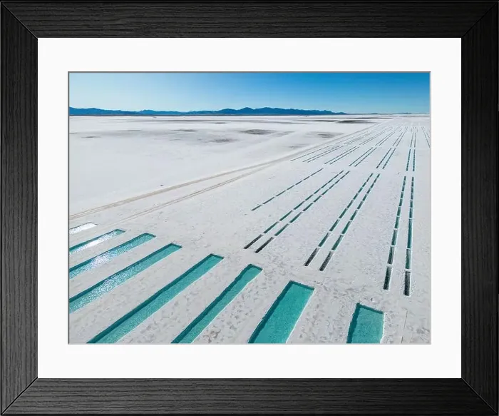 Framed Print : Aerial view of the salt basins in the salt crust of the huge salt flats Salinas Grandes de Jujuy in northern Argentina Framed Print : Aerial view of the salt basins in the salt crust of the huge salt flats Salinas Grandes de Jujuy in northern Argentina