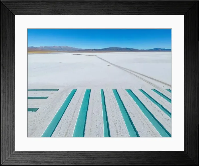 Framed Print : Aerial view of the salt basins in the salt crust of the huge salt flats Salinas Grandes de Jujuy in northern Argentina Framed Print : Aerial view of the salt basins in the salt crust of the huge salt flats Salinas Grandes de Jujuy in northern Argentina