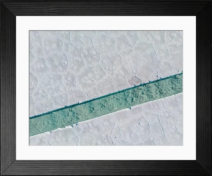 Framed Print : Aerial view of the salt basins in the salt crust of the huge salt flats Salinas Grandes de Jujuy in northern Argentina