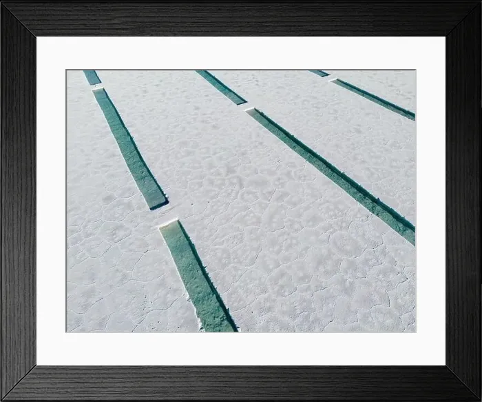 Framed Print : Aerial view of the salt basins in the salt crust of the huge salt flats Salinas Grandes de Jujuy in northern Argentina Framed Print : Aerial view of the salt basins in the salt crust of the huge salt flats Salinas Grandes de Jujuy in northern Argentina
