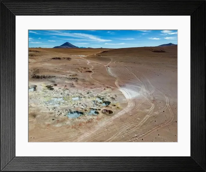 Framed Print : Bizarre beauty of the geothermic field Sol de Mañana with its steaming geysers Framed Print : Bizarre beauty of the geothermic field Sol de Mañana with its steaming geysers