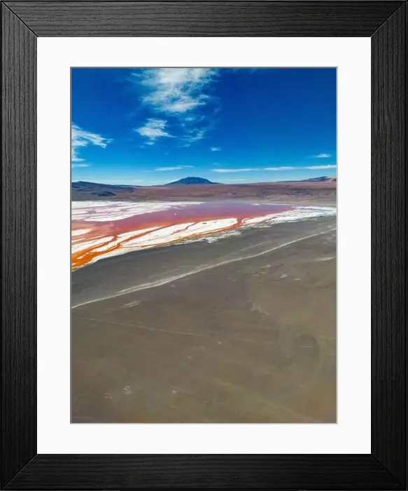 Framed Print : Aerial view of Laguna Colorada Framed Print : Aerial view of Laguna Colorada