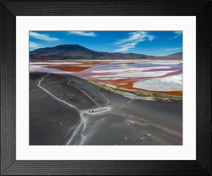 Framed Print : Aerial view of Laguna Colorada Framed Print : Aerial view of Laguna Colorada