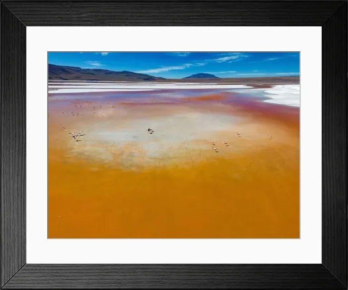 Framed Print : Aerial view of Laguna Colorada Framed Print : Aerial view of Laguna Colorada