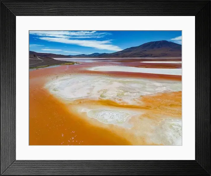Framed Print : Aerial view of Laguna Colorada Framed Print : Aerial view of Laguna Colorada