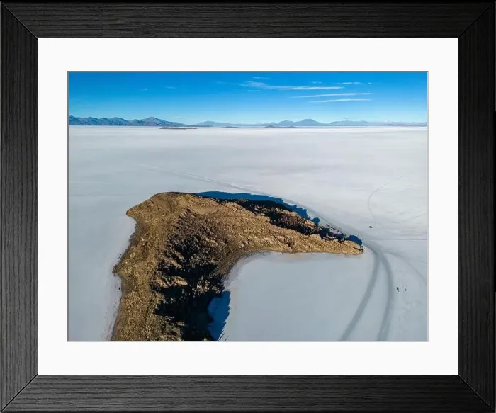 Framed Print : Aerial view of Isla Incahuasi, an island in the middle of the biggest salt lake in the world Framed Print : Aerial view of Isla Incahuasi, an island in the middle of the biggest salt lake in the world