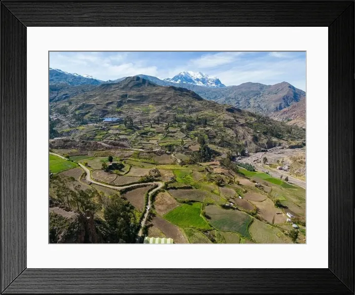 Framed Print : Aerial view of green fields at the Canyon de Palca in the Andes mountains near La Paz, Bolivia, South America Framed Print : Aerial view of green fields at the Canyon de Palca in the Andes mountains near La Paz, Bolivia, South America
