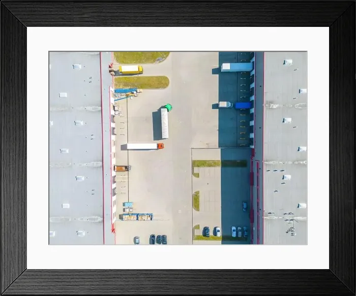 Framed Print : Aerial view of distribution center Framed Print : Aerial view of distribution center