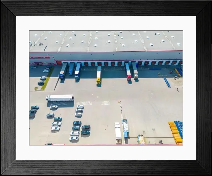 Framed Print : Aerial view of distribution center Framed Print : Aerial view of distribution center