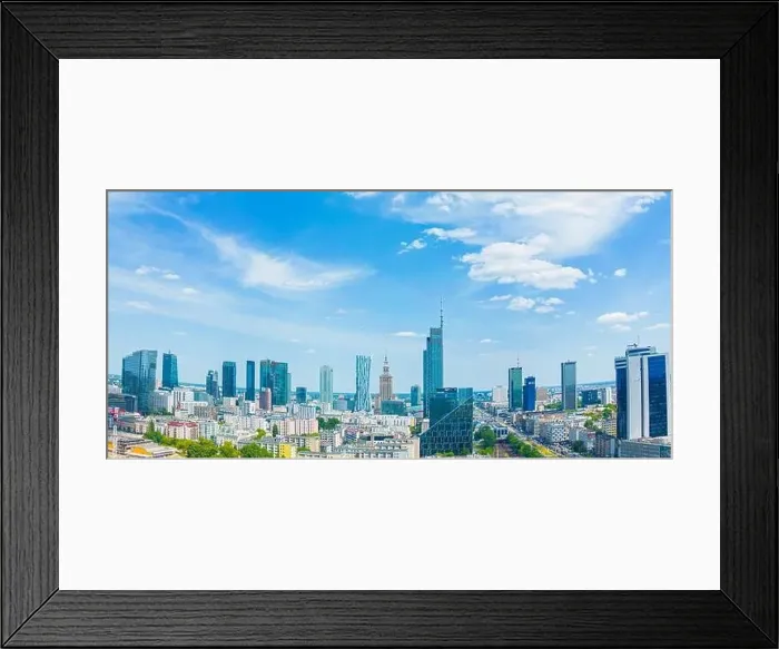 Framed Print : Aerial panorama of Warsaw, Poland over the Vistual river and City center in a distance Framed Print : Aerial panorama of Warsaw, Poland over the Vistual river and City center in a distance