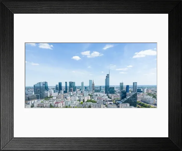 Framed Print : Aerial panorama of Warsaw, Poland over the Vistual river and City center in a distance Framed Print : Aerial panorama of Warsaw, Poland over the Vistual river and City center in a distance