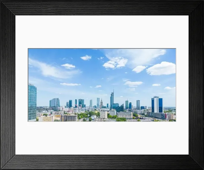 Framed Print : Aerial panorama of Warsaw, Poland over the Vistual river and City center in a distance Framed Print : Aerial panorama of Warsaw, Poland over the Vistual river and City center in a distance