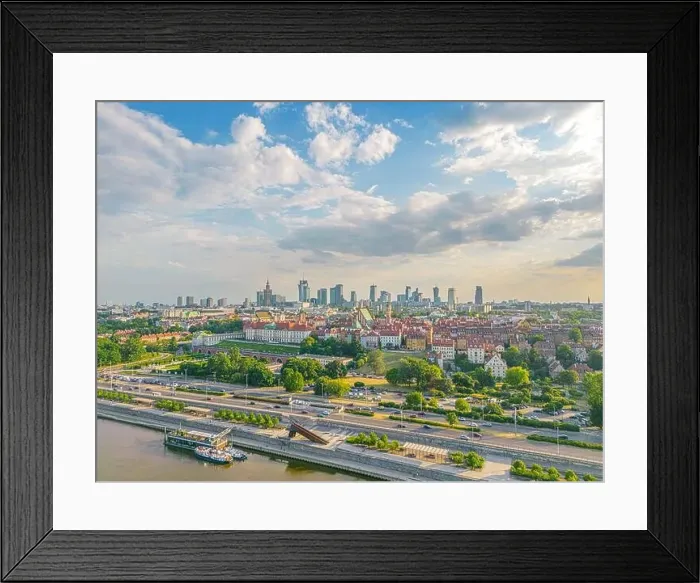 Framed Print : Aerial panorama of Warsaw, Poland over the Vistual river and City center in a distance Old town Framed Print : Aerial panorama of Warsaw, Poland over the Vistual river and City center in a distance Old town