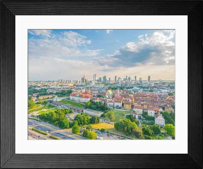 Framed Print : Aerial panorama of Warsaw, Poland over the Vistual river and City center in a distance Old town Framed Print : Aerial panorama of Warsaw, Poland over the Vistual river and City center in a distance Old town