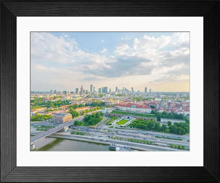 Framed Print : Aerial panorama of Warsaw, Poland over the Vistual river and City center in a distance Old town Framed Print : Aerial panorama of Warsaw, Poland over the Vistual river and City center in a distance Old town