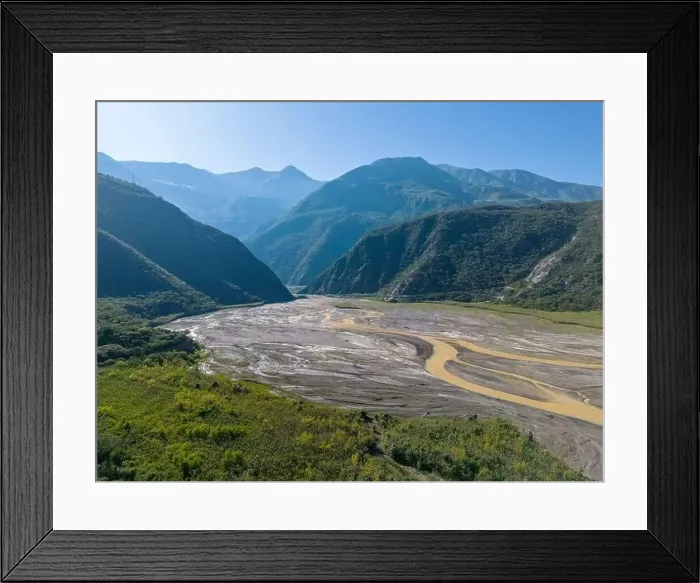 Framed Print : Aerial view of the remote Rio Sacambaya landscape with a huge riverbed Framed Print : Aerial view of the remote Rio Sacambaya landscape with a huge riverbed