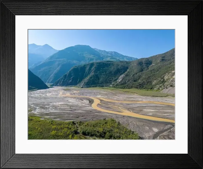 Framed Print : Aerial view of the remote Rio Sacambaya landscape with a huge riverbed Framed Print : Aerial view of the remote Rio Sacambaya landscape with a huge riverbed