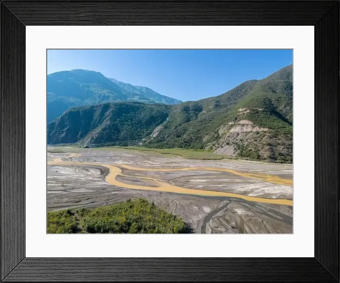 Framed Print : Aerial view of the remote Rio Sacambaya landscape with a huge riverbed Framed Print : Aerial view of the remote Rio Sacambaya landscape with a huge riverbed