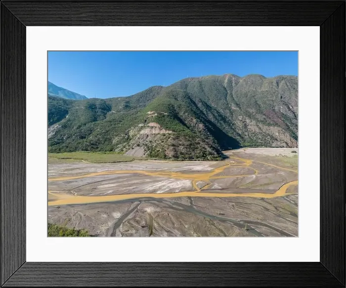 Framed Print : Aerial view of the remote Rio Sacambaya landscape with a huge riverbed Framed Print : Aerial view of the remote Rio Sacambaya landscape with a huge riverbed