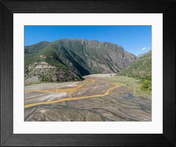 Framed Print : Aerial view of the remote Rio Sacambaya landscape with a huge riverbed Framed Print : Aerial view of the remote Rio Sacambaya landscape with a huge riverbed