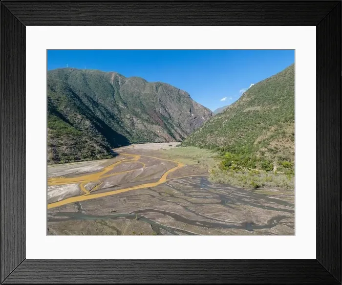 Framed Print : Aerial view of the remote Rio Sacambaya landscape with a huge riverbed Framed Print : Aerial view of the remote Rio Sacambaya landscape with a huge riverbed