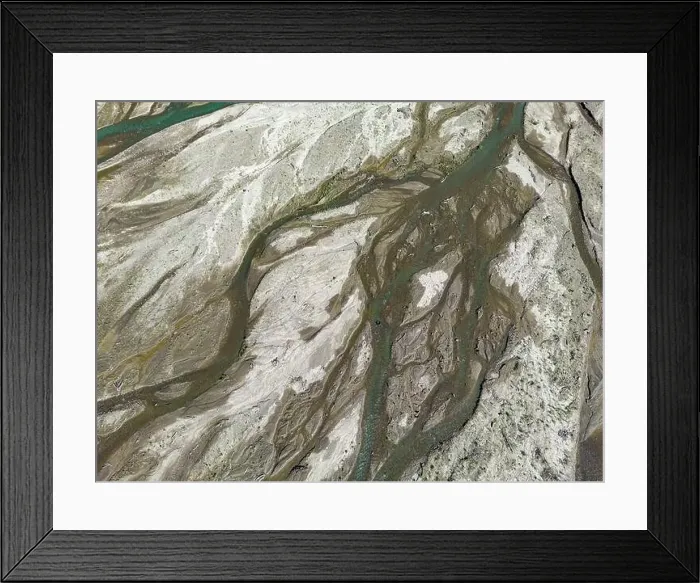 Framed Print : Close up aerial view of the Rio Sacambaya landscape with a huge riverbed